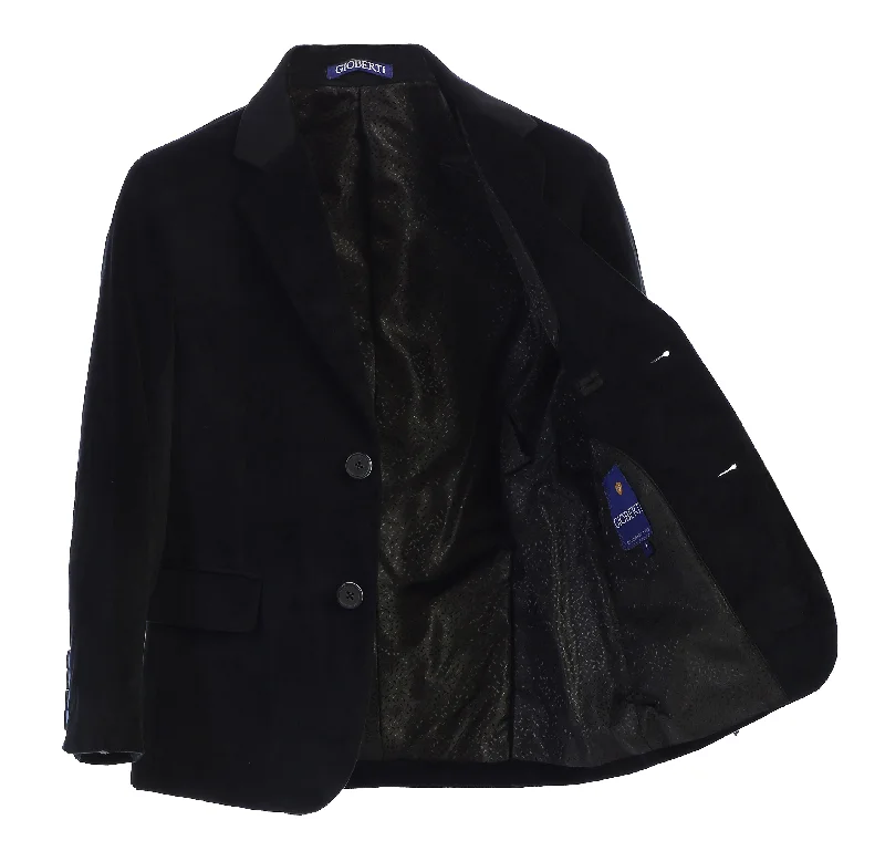 Boy's Formal Velvet Blazer with Uniform Buttons