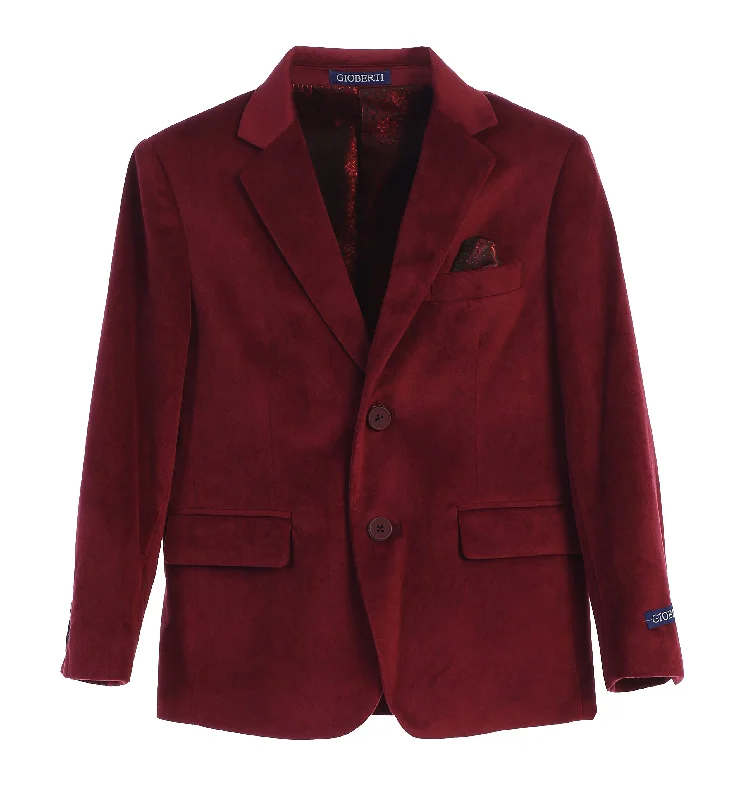 Boy's Formal Velvet Blazer with Uniform Buttons