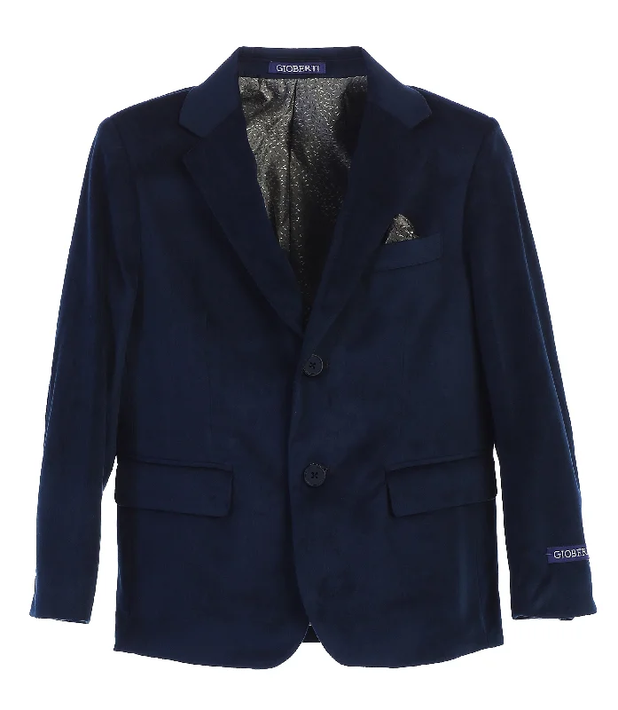 Boy's Formal Velvet Blazer with Uniform Buttons