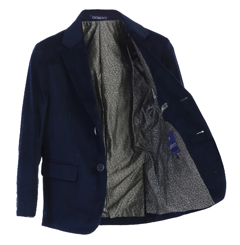 Boy's Formal Velvet Blazer with Uniform Buttons