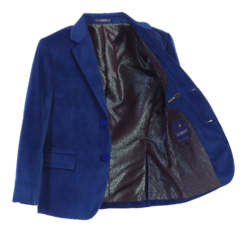 Boy's Formal Velvet Blazer with Uniform Buttons