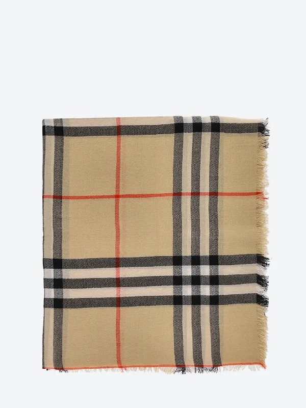 Lightweight wool check scarf