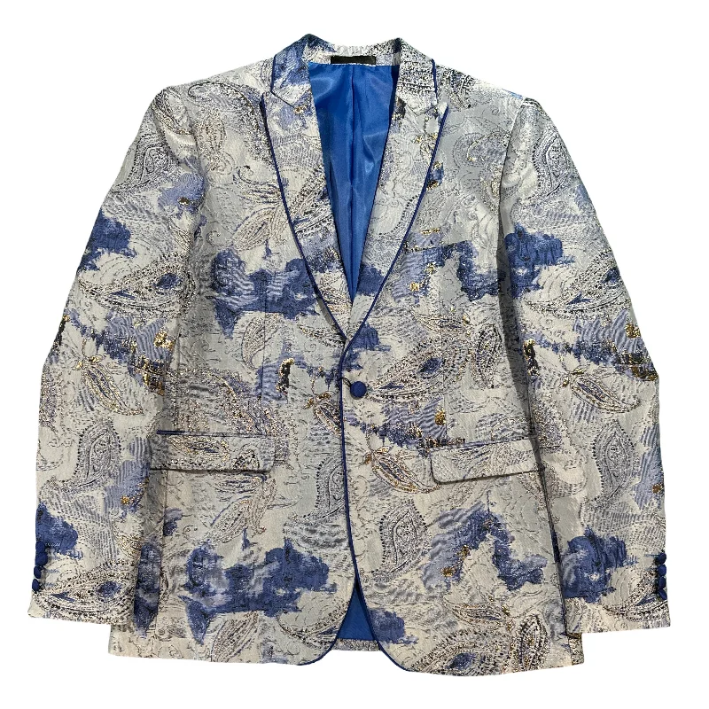 Cielo Royal Blue Golden Glitter Paisley Blazer