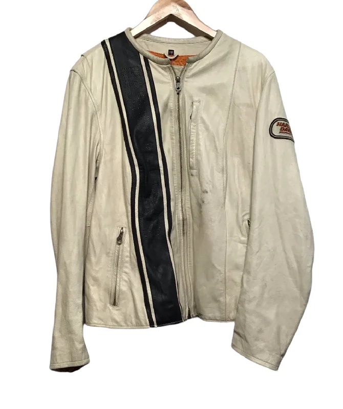 Harley Davidson White Leather Jacket (Size M)