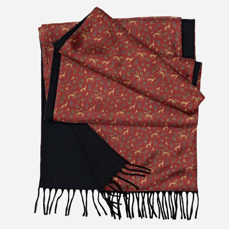 Canis Romanus - Wool Backed Silk Scarf - Red