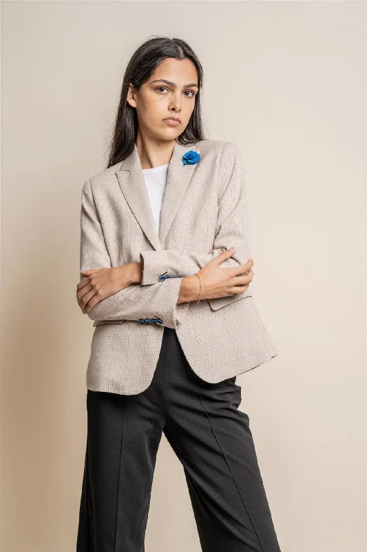 Caridi Beige Check Women's Blazer