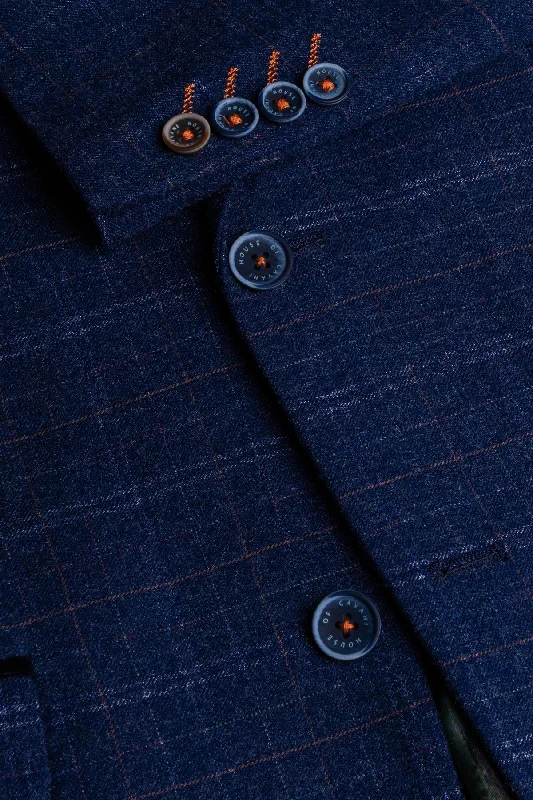 Kaiser Blue Tweed Slim Fit Blazer