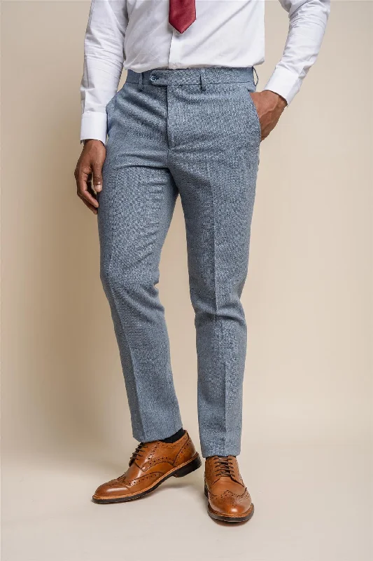 Wells Blue Tweed Slim Fit Trousers