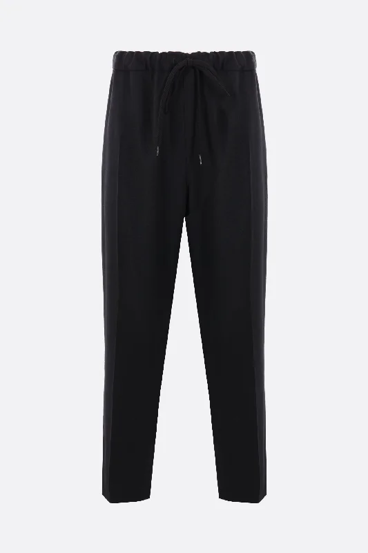 straight-leg wool blend trousers