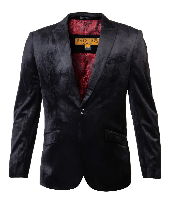 Prestige Black & Red Paisley Velour Single Breasted Blazer