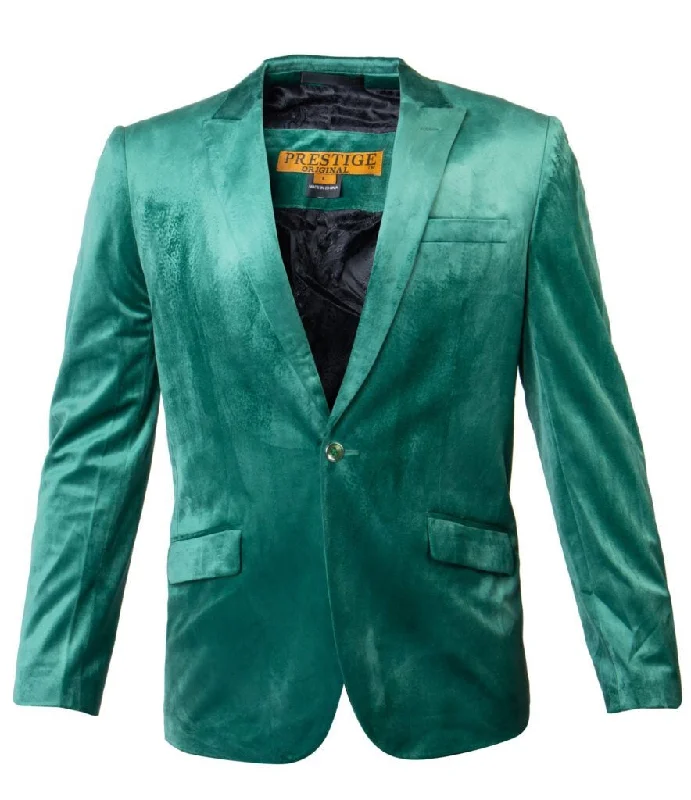 Prestige Green Velour Single Breasted Blazer