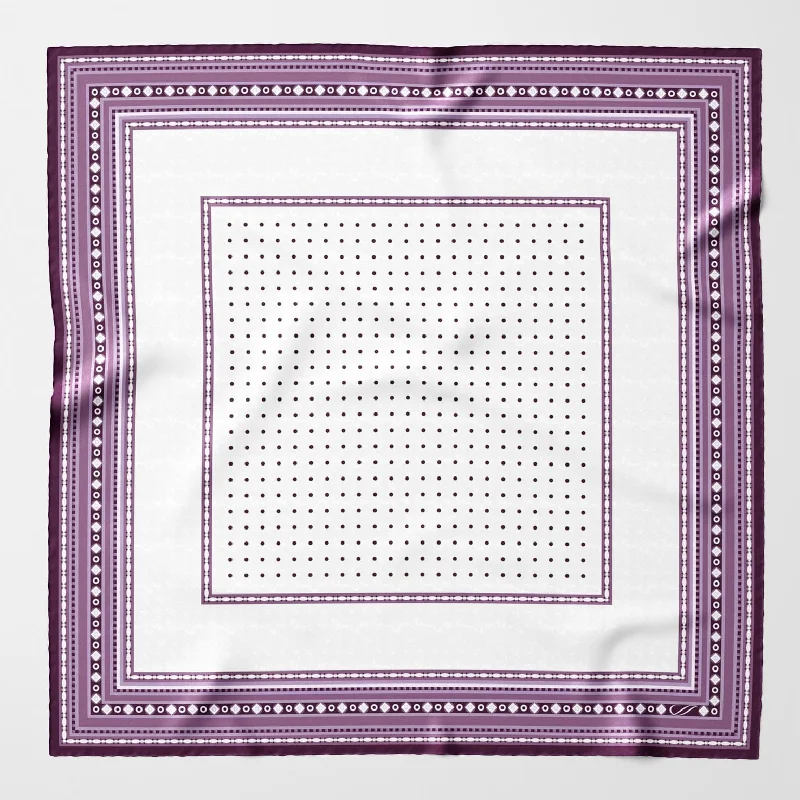 Verona - Hand Rolled Silk Neckerchief - White & Lilac