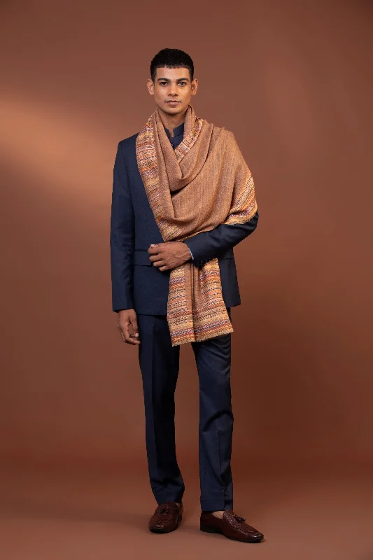 Wool Woven Shawl for Men in Fine Wool - Hand Loomed Shoulder Wrap