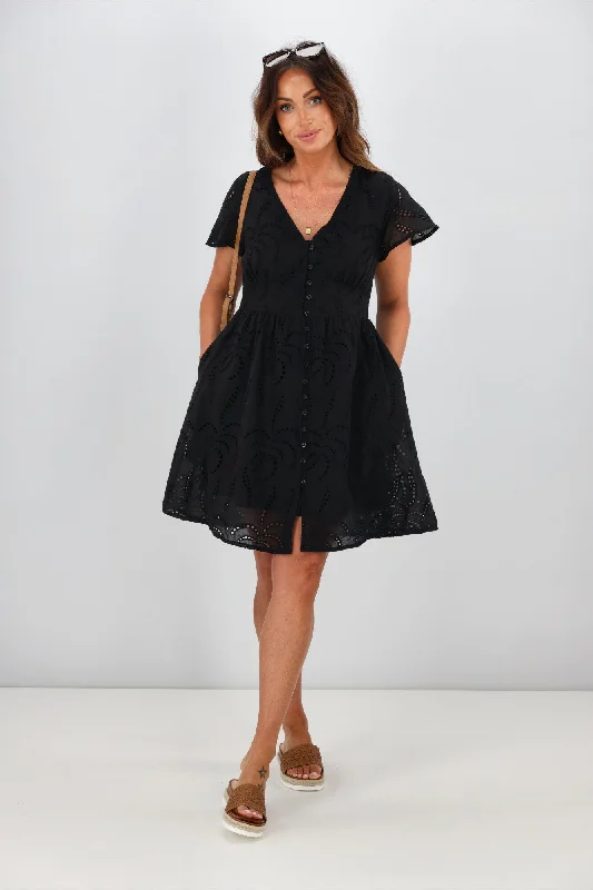 Grace & Co Cotton Lace Dress Black