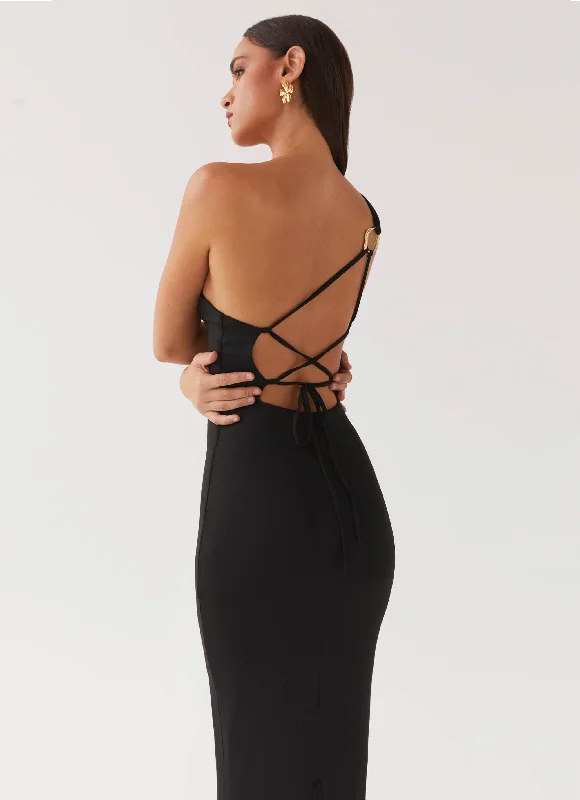 Iris Backless Maxi Dress - Black