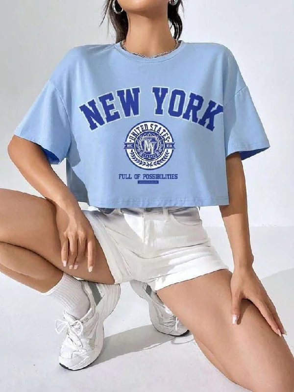 New york women's crop top oversized