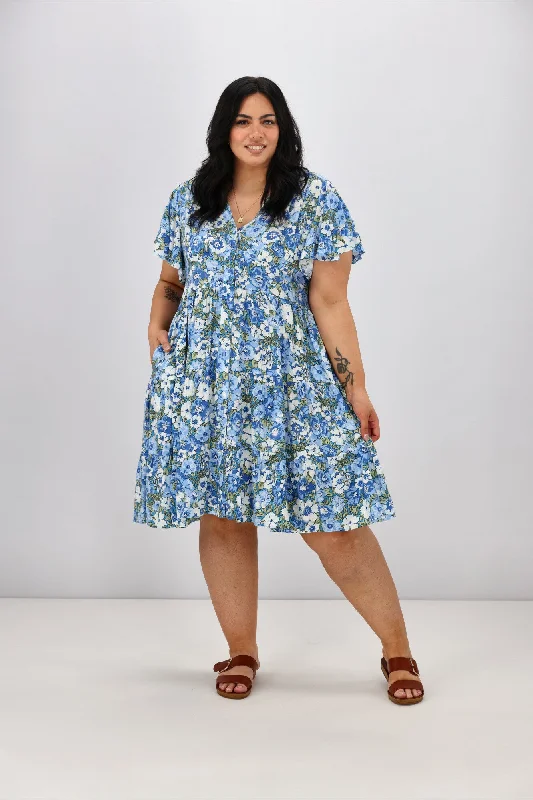 Sunday Boho Mila Dress Blue Floral