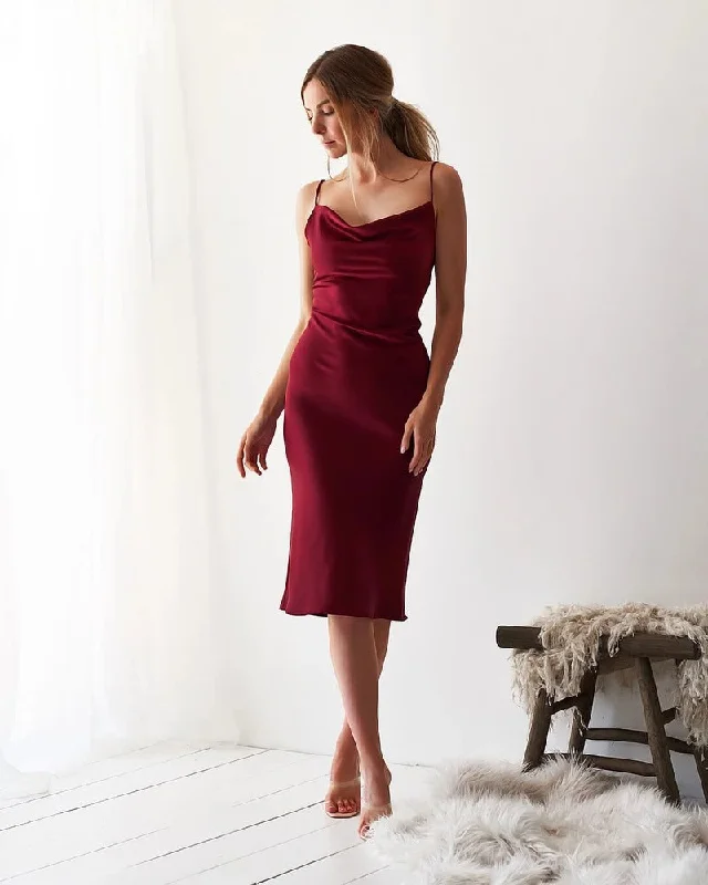 Night To Remember Satin Maxi Dress - Merlot