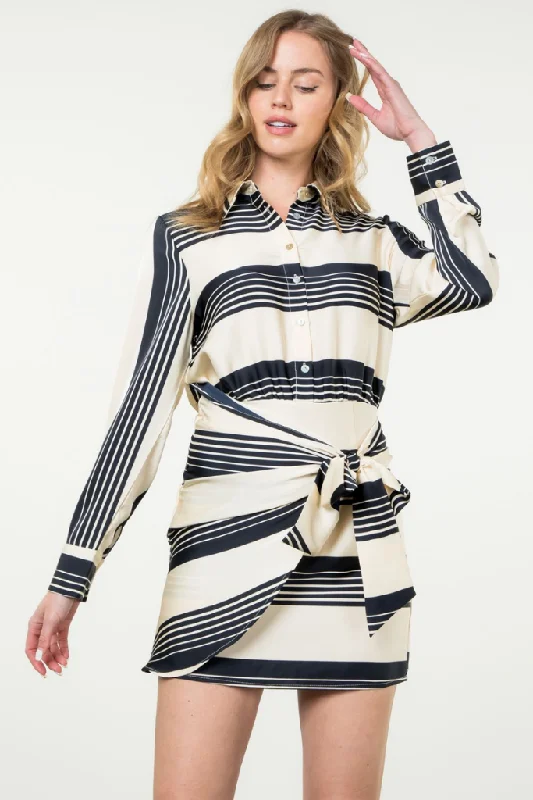 Maya Striped Button Front Dress