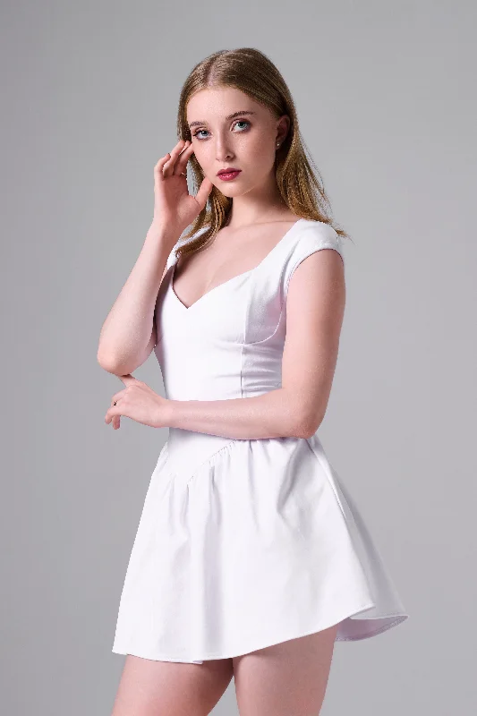 Aster A-Line Mini Dress in White