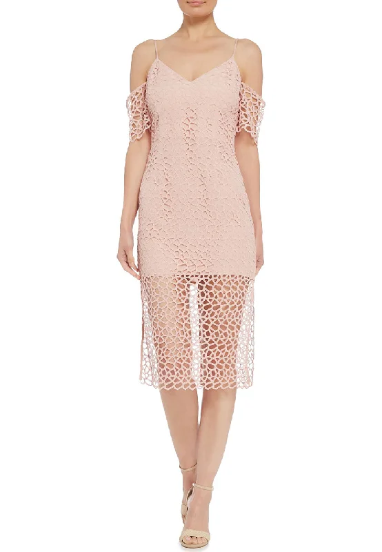 Blush Countdown Lace Off Shoulder Midi Dress (Pre-loved)