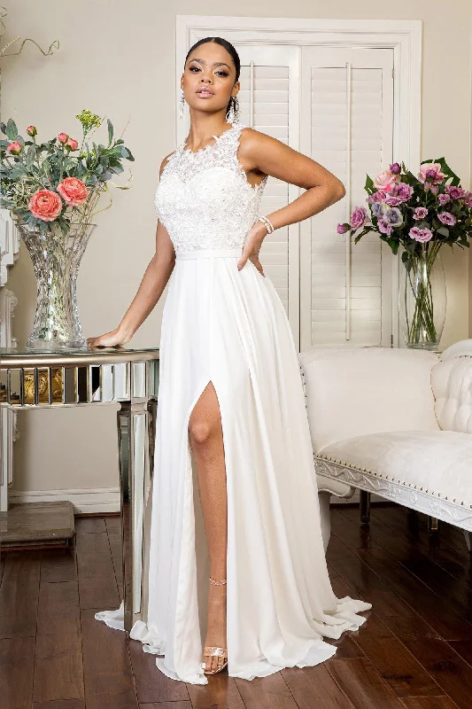 Bridal Long Sleeveless Chiffon Wedding Dress Sale