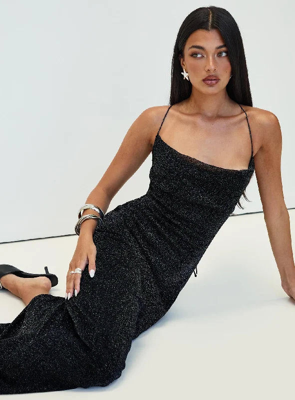 Cutting Edge Maxi Dress Black Glitter