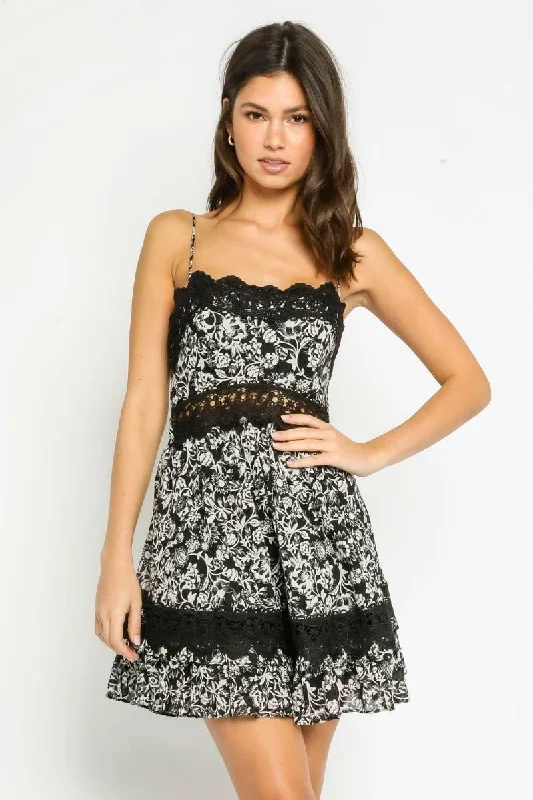 Instant Charmer Black Floral Print Mini Dress