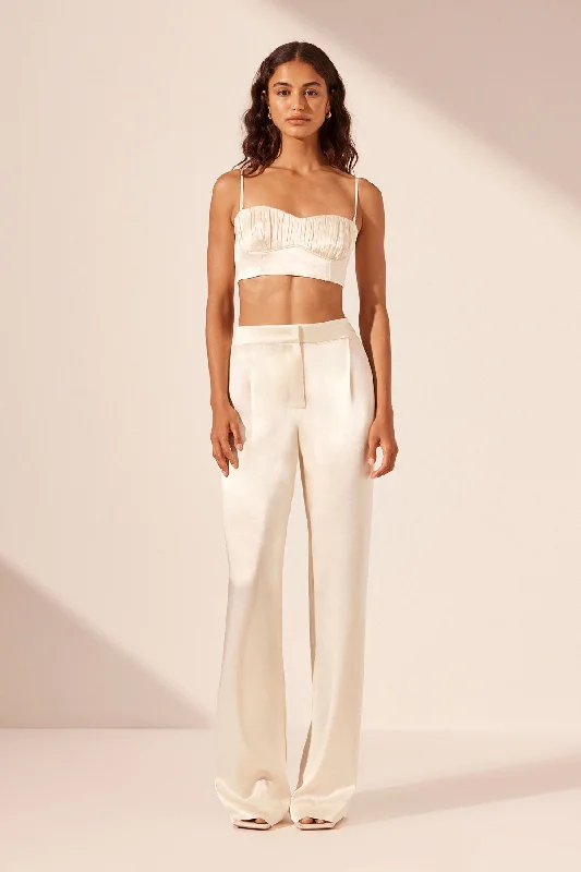 LA LUNE MID RISE STRAIGHT LEG PANT - CREAM