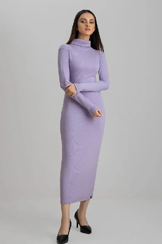 Lavender highneck Bodycon dress