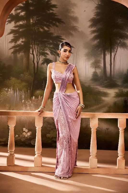 Dhriti Lavender Pleated Saree