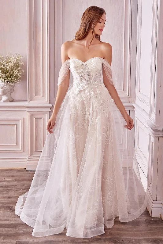 Andrea & Leo A0822 Long Off Shoulder Wedding Dress Bridal