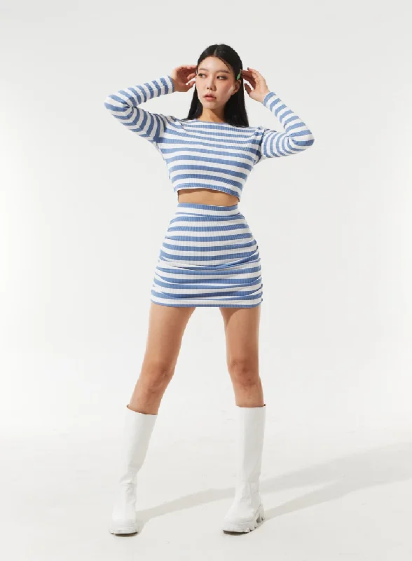 Stripe Top And Skirt Set IM329