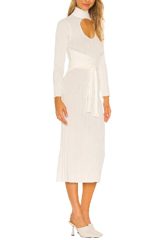 Ivory Malcom Belted Turtleneck Midi Dress (Pre-loved)