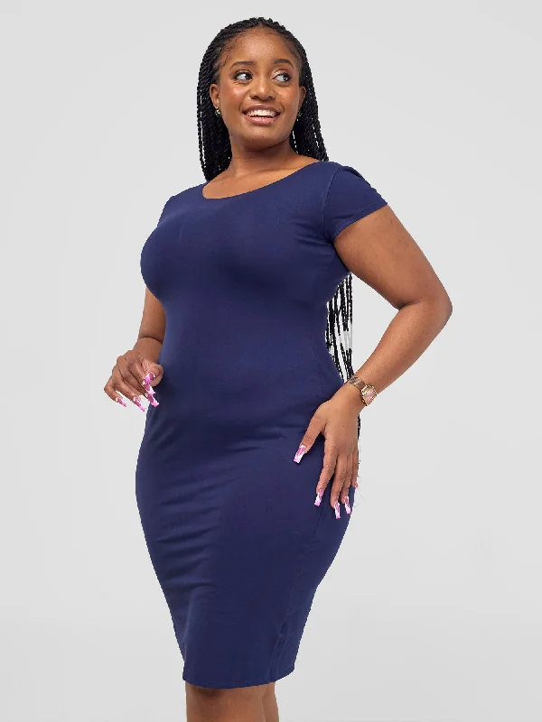 Vivo Basic Cap Sleeve Bodycon - Navy Blue