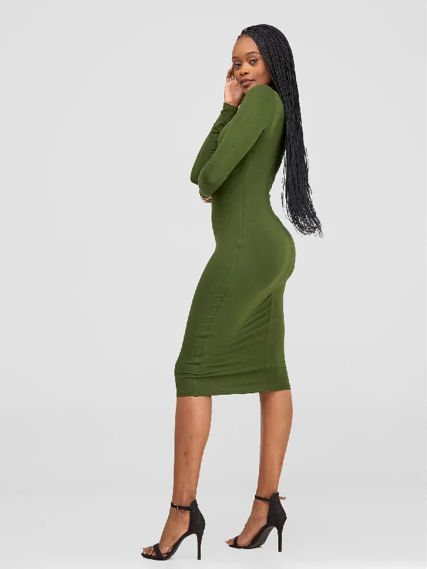 Vivo Basic Long Sleeved Double Layered Bodycon - Hunters Green