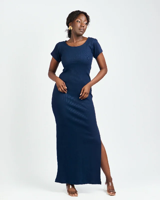 Zia Africa " Sweet Pea" Maxi Bodycon - Dress Navy