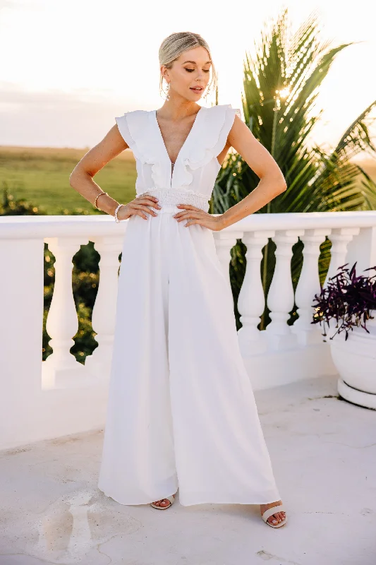 Living The Dream White Ruffled Jumpsuit