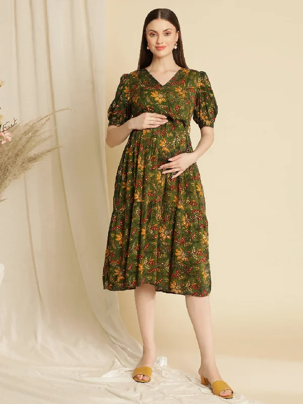 Maternity Green Midi Dress