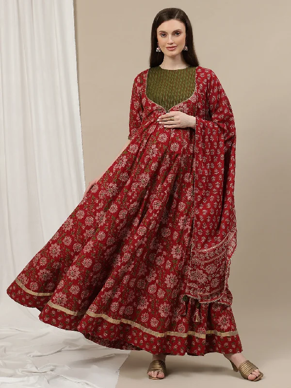 2pc. Red Maternity Anarkali Suit