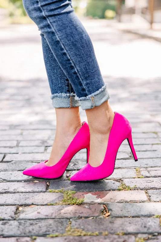 Show Stopper Fuchsia Pink Suede Heels