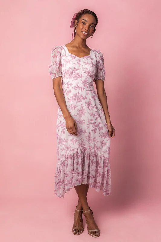 Wren Dress in Pink Toile